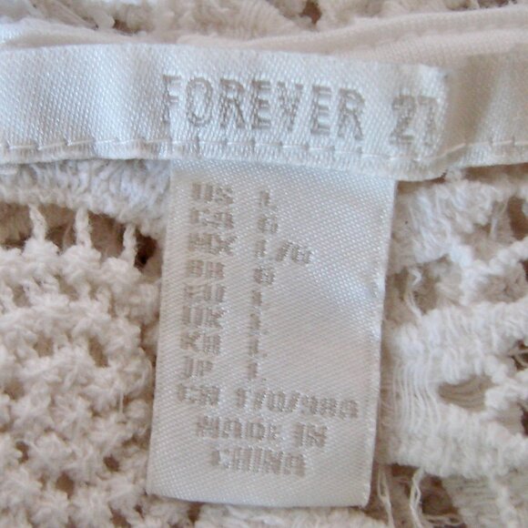 Forever 21 White Floral Crochet Lace Bathing Suit Bikini Cover Up Daisy Medium - Picture 3 of 13